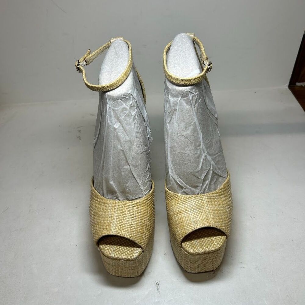 Sam Edelman Womens 6.5 M Beechwood Basketweave Raffia Kori High Heels NIB LT7 - Picture 4 of 4